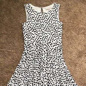 Loft White with Black Polka Dot Dress, Size XS